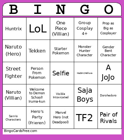 Con Bingo Card