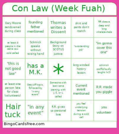 Con Law (Week Fuah) Bingo Card 2