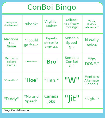 ConBoi Bingo Card