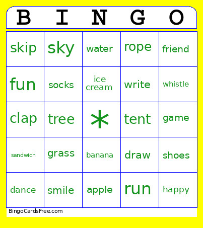 Concepto Summer Camp Bingo Card