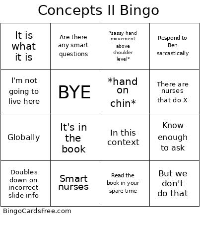 Concepts II Bingo