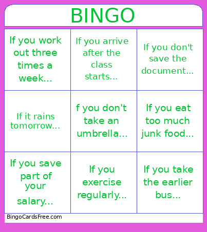 Conditions Bingo Card