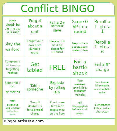 Conflict Bingo Card