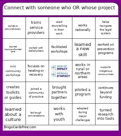 Connect With Someone Who OR Whose Project Bingo Card