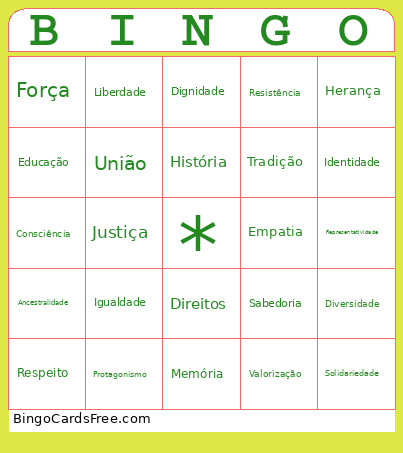 Consciência Negra Bingo Card