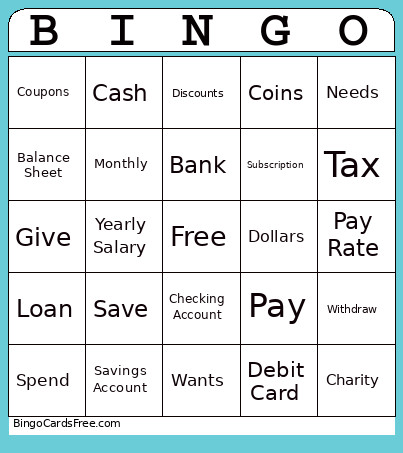 Consumer Finance Bingo Card