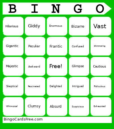 Context Clues Bingo Card