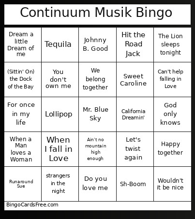 Continuum Musik Bingo Card 2
