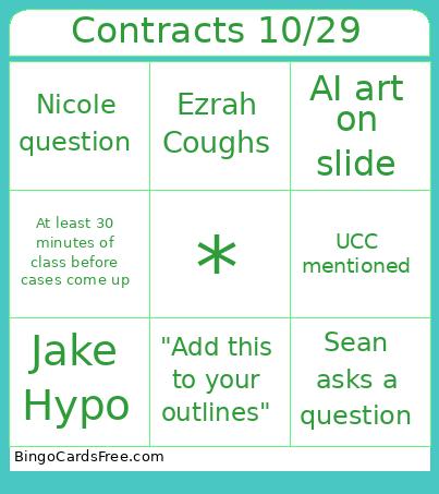 Contracts 10/29 Bingo Card
