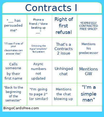 Contracts I Bingo Card