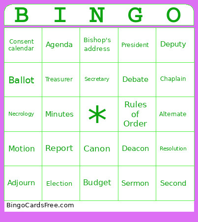 Convention Craze Bingo Card