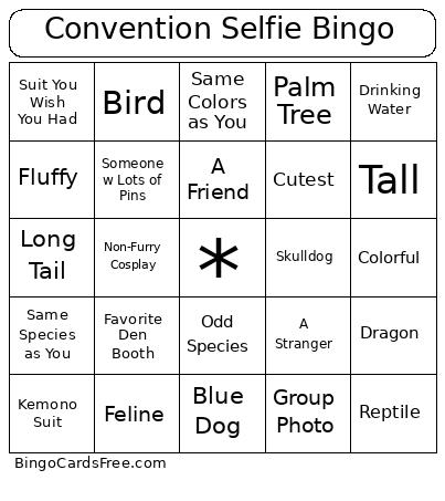 Convention Selfie Bingo Card