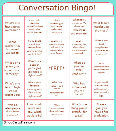 Conversation ! Bingo Card