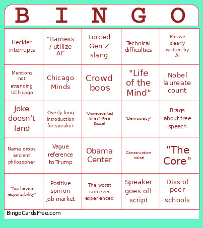 Convocation Bingo Card