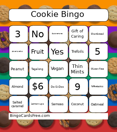 Cookie Bingo Card
