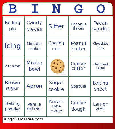 Cookie Bingo Card