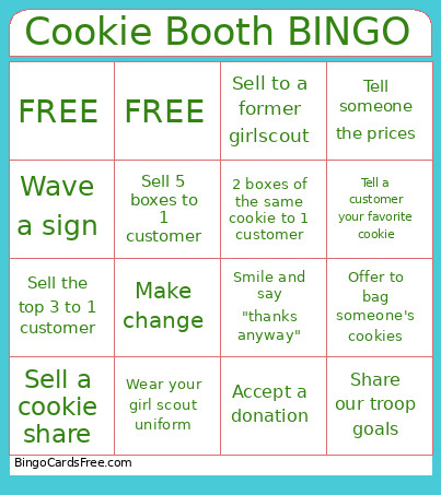 Cookie Booth Bingo Card