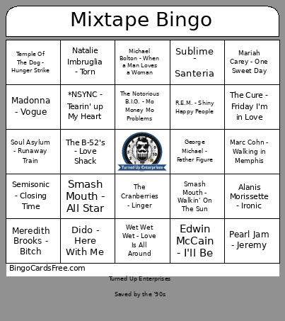 Cool Britannia Bingo Card