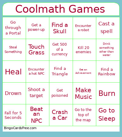 Coolmath Games Bingo Card