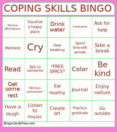 Coping Skills ! Bingo Card