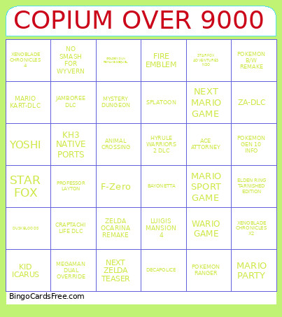 COPIUM OVER 9000 Bingo Card 2