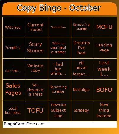 Copy - October Bingo Card