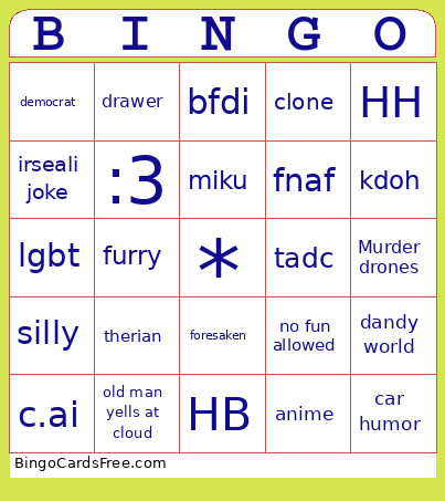 Cornball Bingo Card
