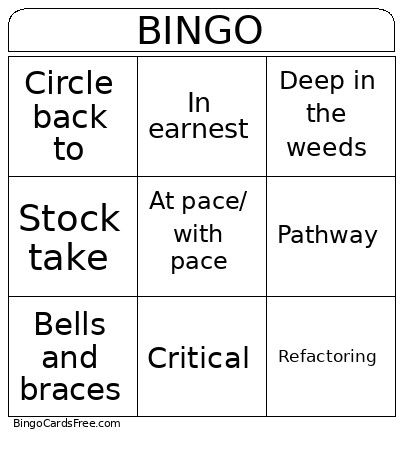 Corporate Bingo Card