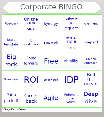 Corporate Bingo Card