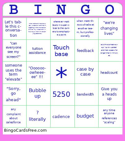 Corporate Bingo Cards Free Pdf Printable Game, Title: BINGO