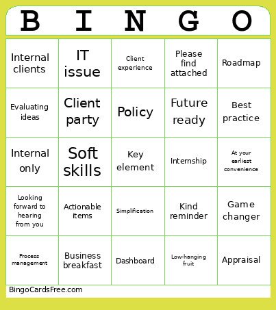 Corporate Bullshit Bingo Card