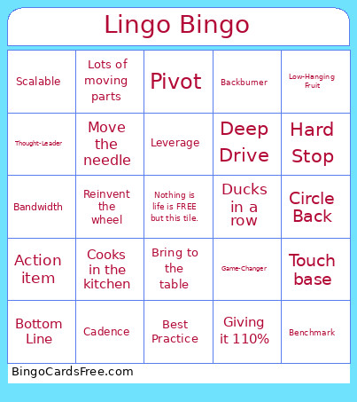 Corporate Lingo Bingo Card