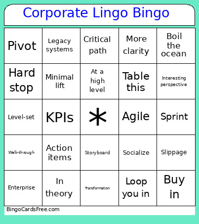 Corporate Lingo Bingo Card