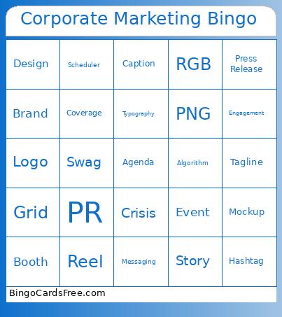 Corporate Marketing Bingo