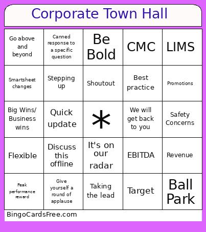 Corporate Town Hall  Bingo