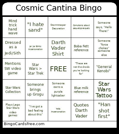 Cosmic Cantina Bingo Card