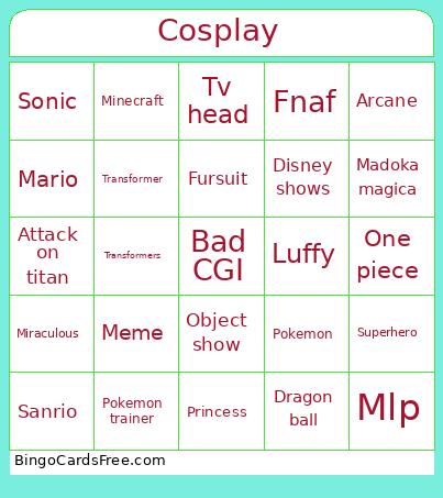 Cosplay Bingo