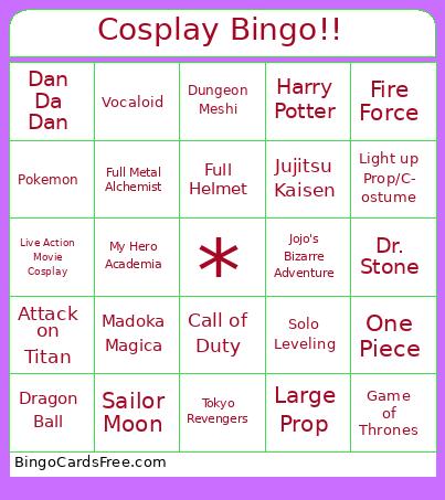 Cosplay Bingo!!