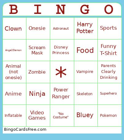 Costumes Bingo Card