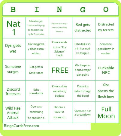 COTL Bingo 2 Cards Free Pdf Printable Game, Title: BINGO