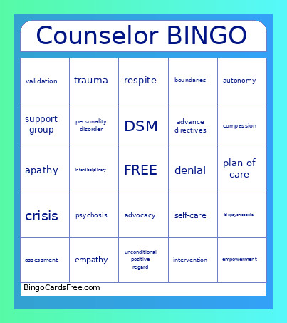 Counselor Bingo Card