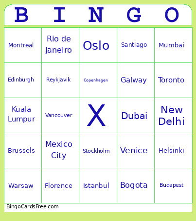 COUNTRIES Bingo Card