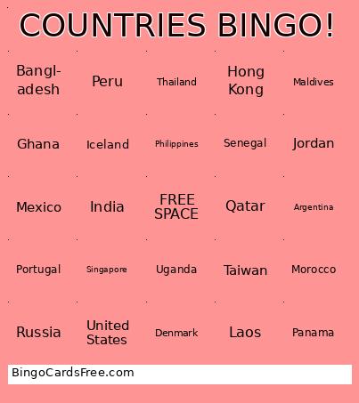 COUNTRIES BINGO!
