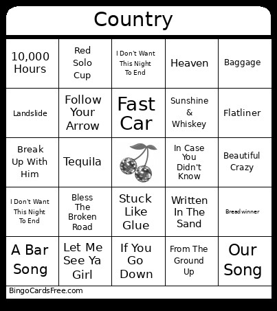 Country Bingo Card