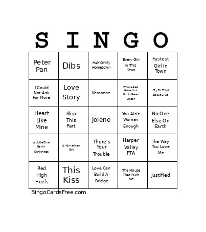 Country Girls V02 Bingo Card