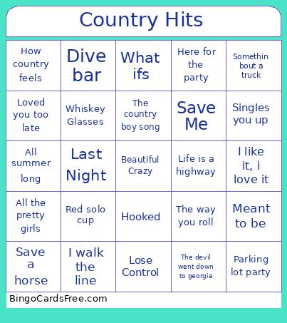 Country Hits Bingo