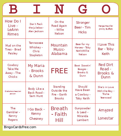 COUNTRY LOVE Bingo Card