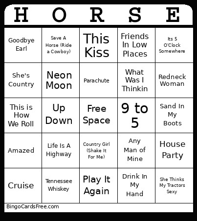 Country Music Bingo Card