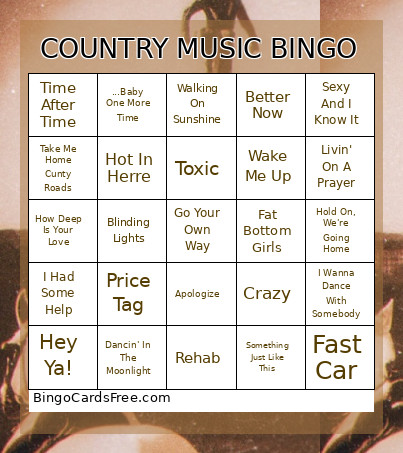 COUNTRY MUSIC Bingo Card
