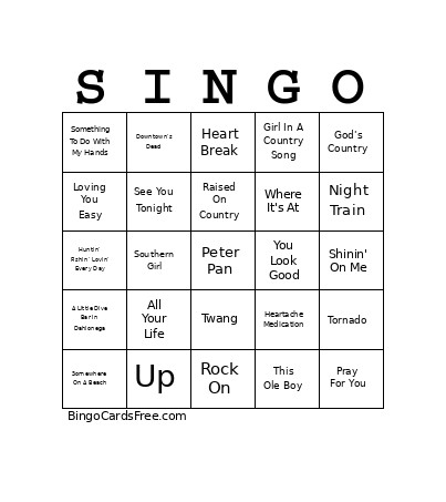 Country Rockin' V03 Bingo Card